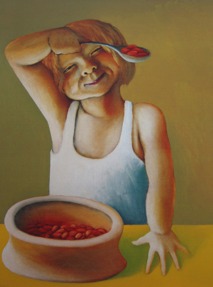 Sarah With Baked Beans - 2018- Framed - Bread & Butter Gallery